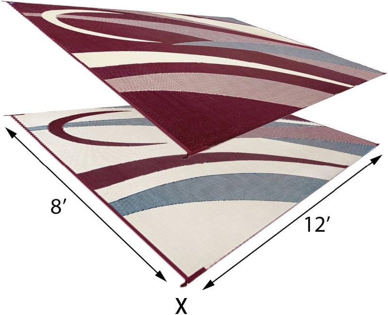 Stylish Camping GA5 Burgundy/Black 8-Feet x 12-Feet Graphic Reversible Mat - Image 2